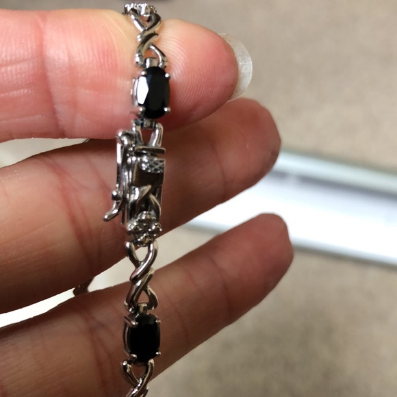 Sterling Silver stamped 925 Sapphire and diamond bracelet - Picture 7 of 13